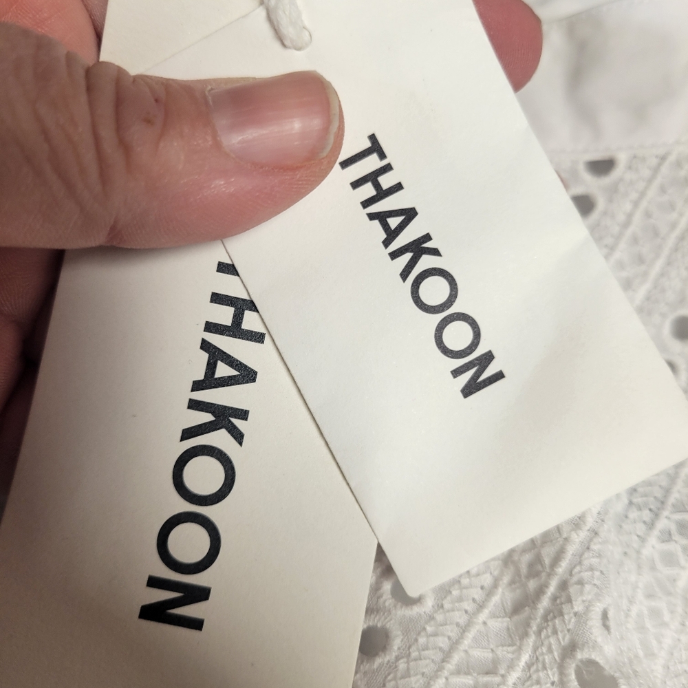 THAKOON NWT White Vogue resort-wear Button-Up Shirt‎ with Eyelet Design Size Med - Picture 6 of 8
